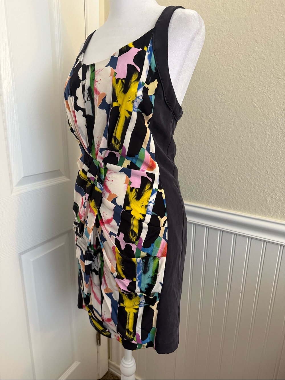 Rebecca Minkoff Multi-Color Abstract Print Ruched Dress - Picture 6 of 6